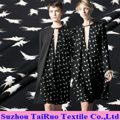 114cm Digital Printed Crepe De Chine Silk for Shirt Fabric