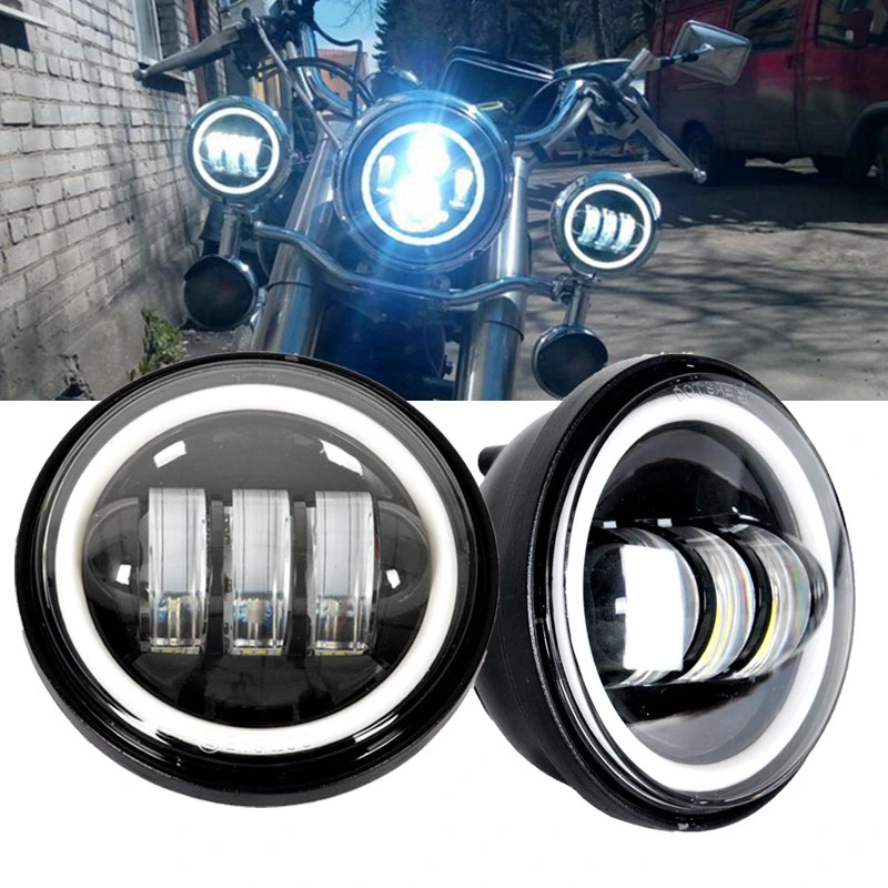 Lámpara auxiliar LED redonda de 4,5" 4 1/2" 30W" para Harley motocicleta pasando Fog Light