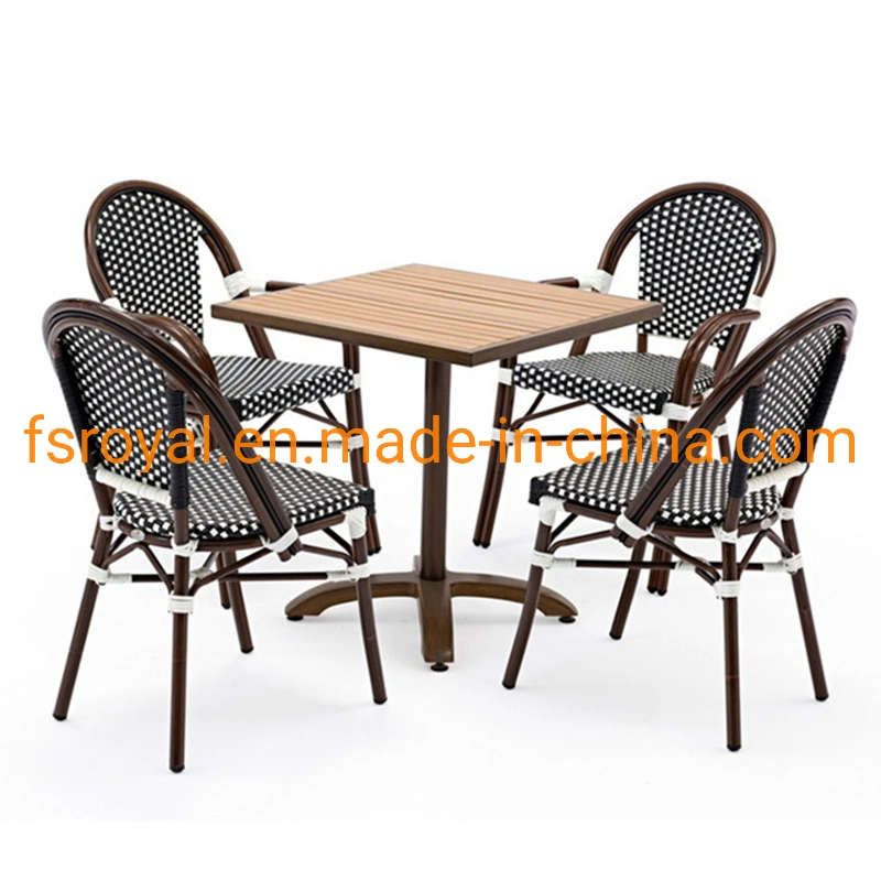 French Style Bistro Garden Outdoor Rattan Furniture for Restaurant Cafe Use