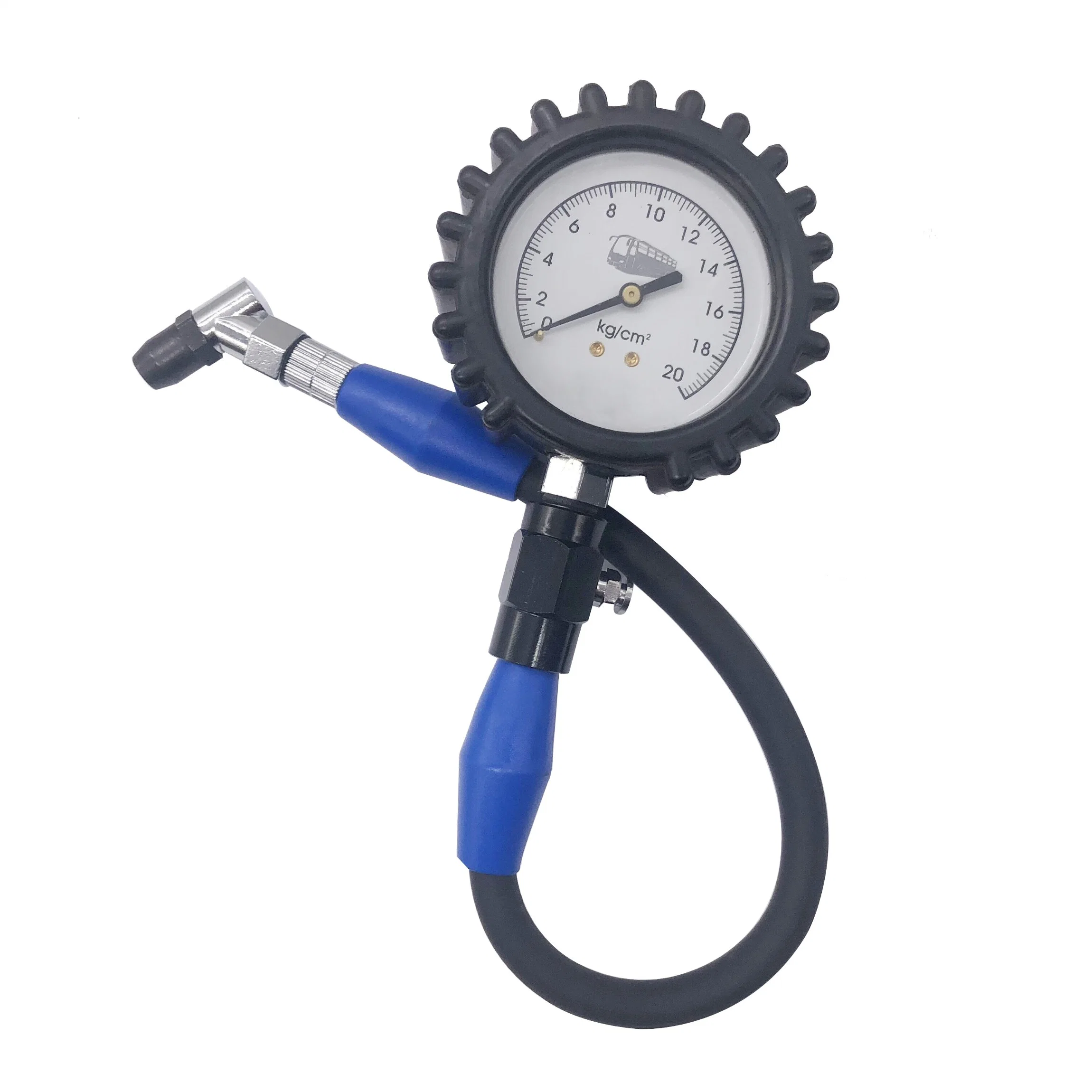 Heavy Duty Dial Car Tire Inflator Gun Gauge with Flexible Hose Tyre Pressure Gauge for Car