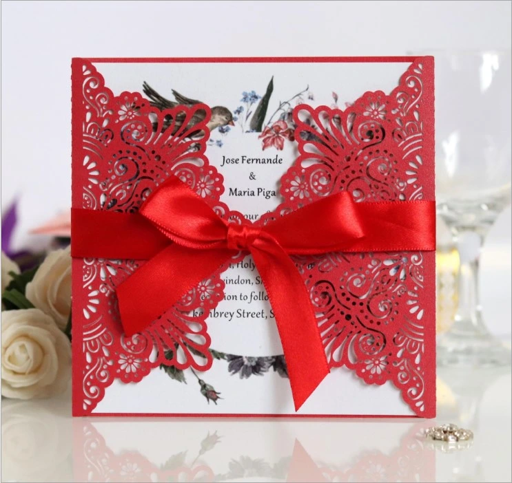 Customize Laser Cut Invitations Wedding Romantic Flower Party Favors Wedding Gift Card