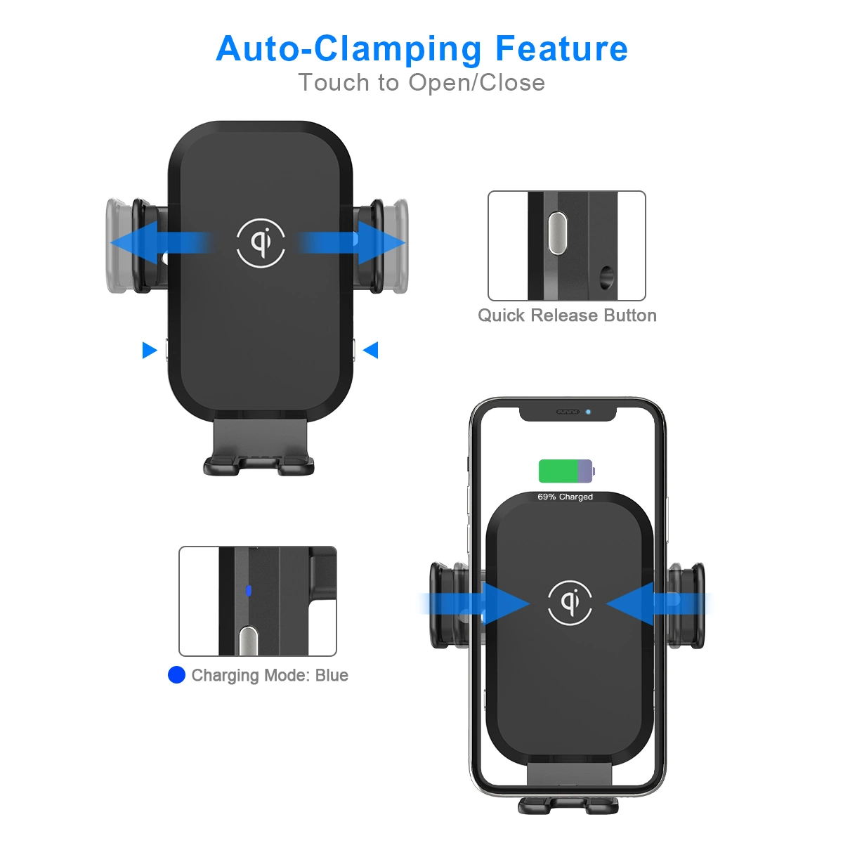 Nuevo original OEM Custom Logo Acrílico carga rápida coche especial Soporte con cargador inalámbrico para iPhone 11 12 13 14 PRO Max