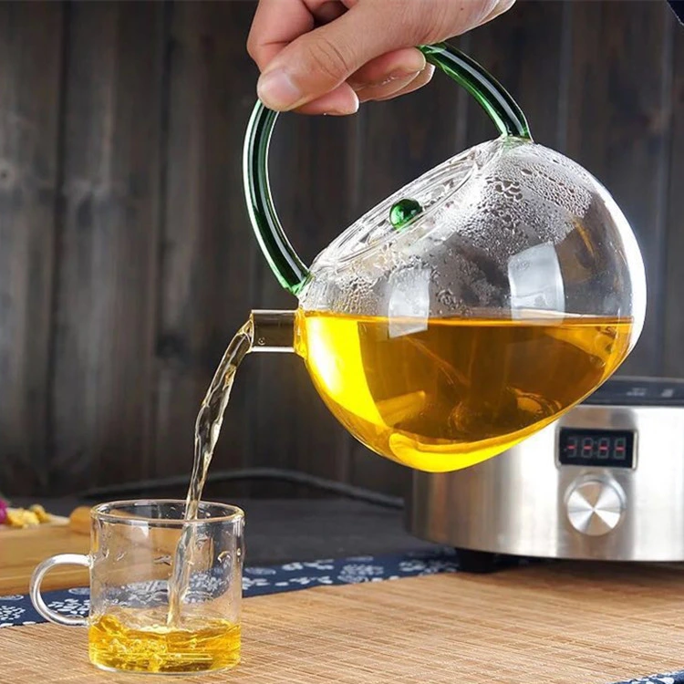 Hot Sale Heat Resistant Transparent Clear Pyrex High Borosilicate Glass Teapot Tea Pot with Infuser