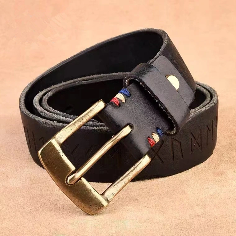 Manufacturer Factory OEM Men Fashion High quality/High cost performance  Italy Real Tanned Genuine Leather Pin Buckle Customized Retro Casual Style Stronger Durable Men Belt (E2023)