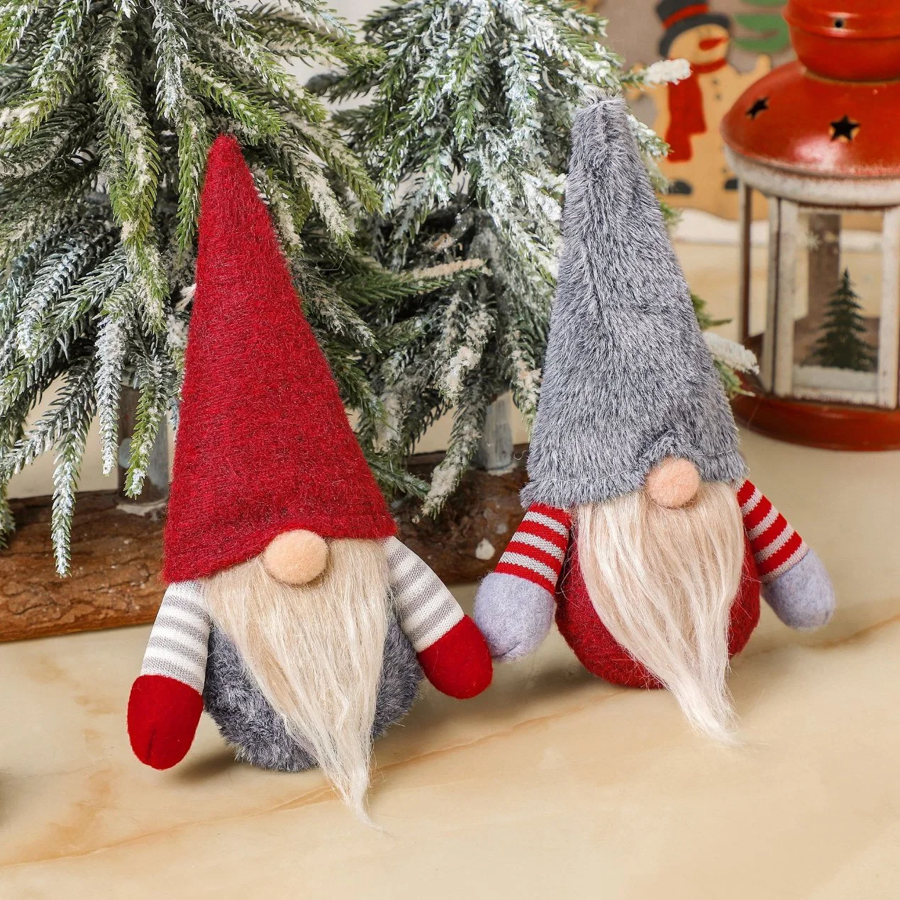 Merry Christmas Decor Product Xmas Noel Santa Claus Red Gonk Plush Gnomes Gifts with Tree Party Supplies