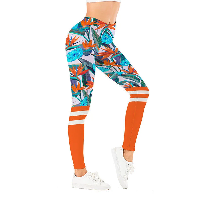 Color Printing Leggings Women's Summer Thin Section Color Fashion Outer Wear Tight Elastic Thin Logo Custom
