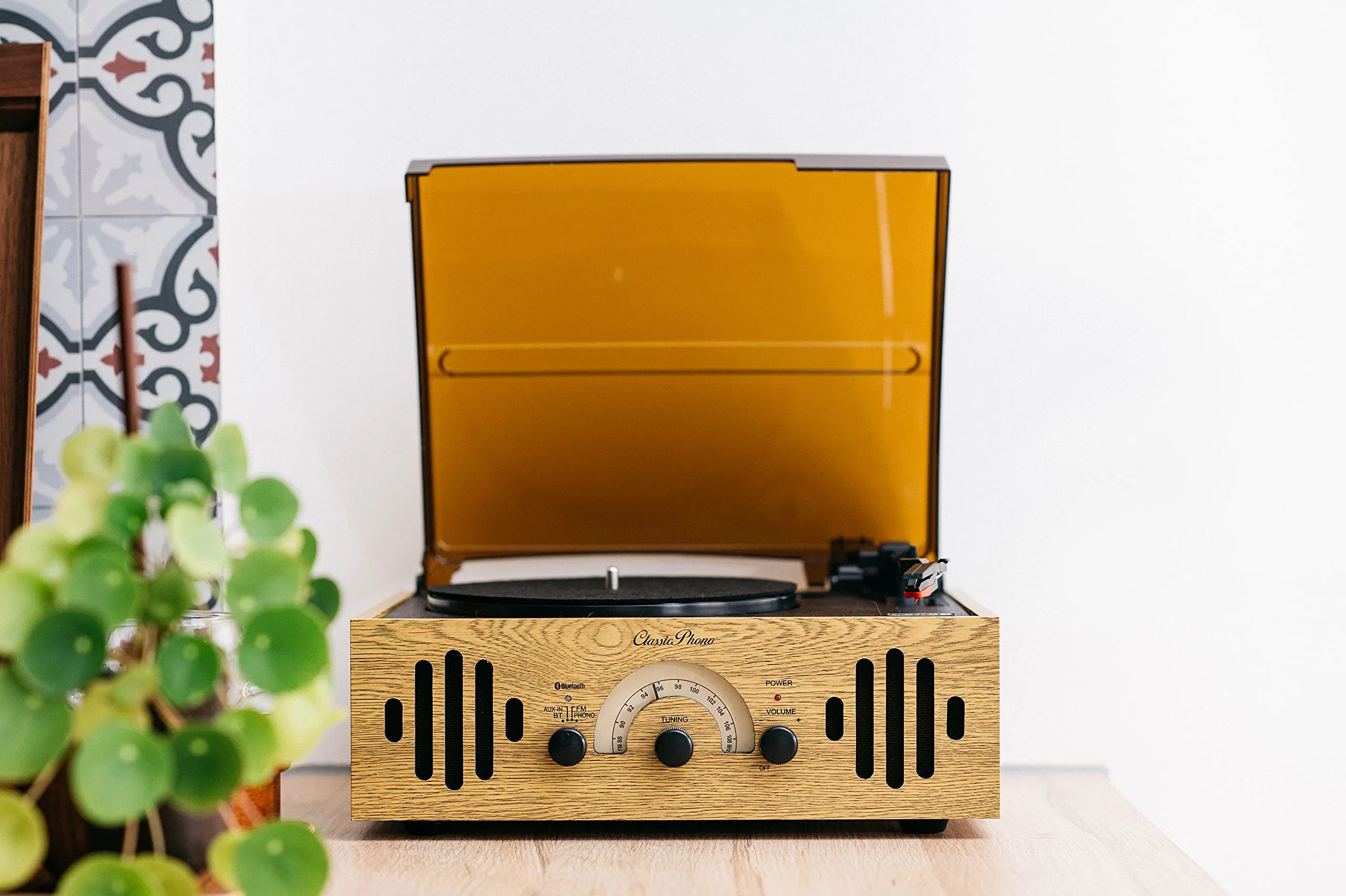 Retro Turntable Player MDF Wooden Case Wrapped with PVC