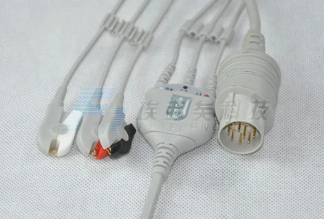 Compatible Nihon Kohden Portable One-Piece 3 Leads Medical ECG Cable