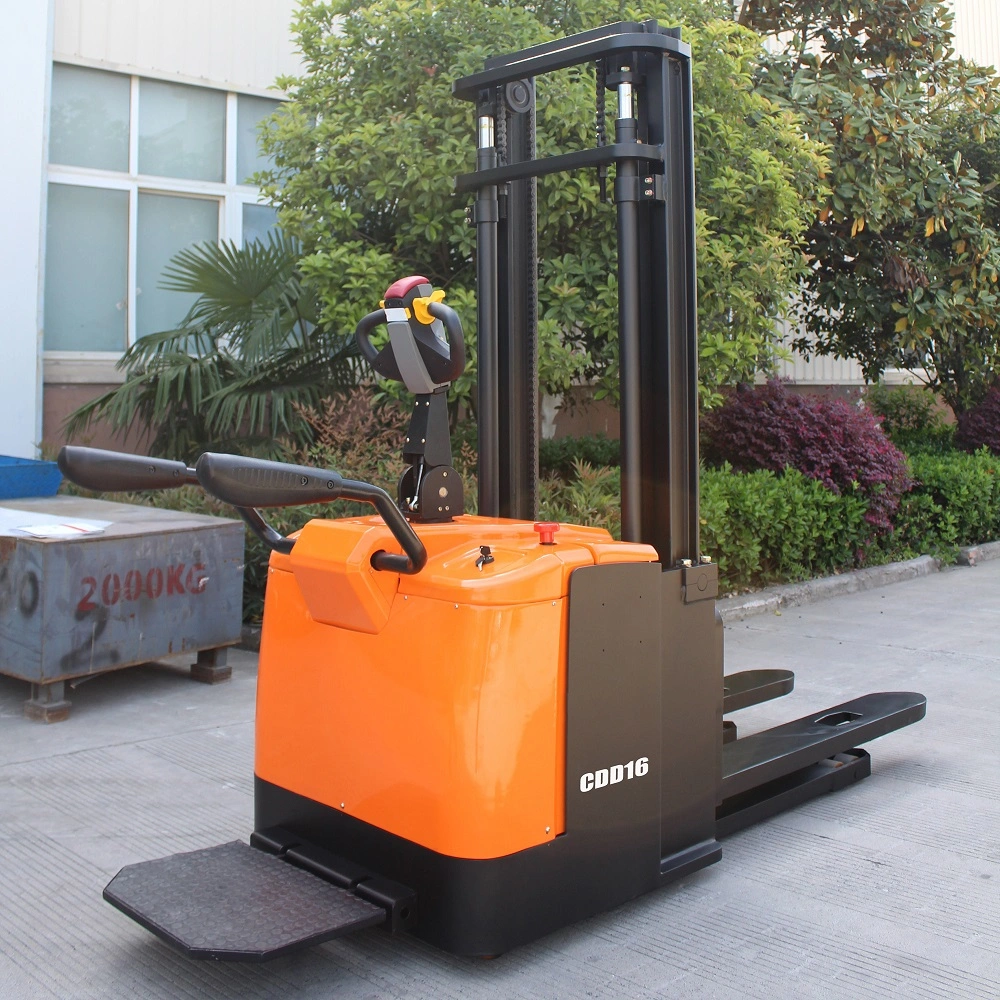 China Manufacturer 1.6 T 1.6t Small Electric Powered Pallet Stacker Full Electric Stacker Battery Operated with EPS