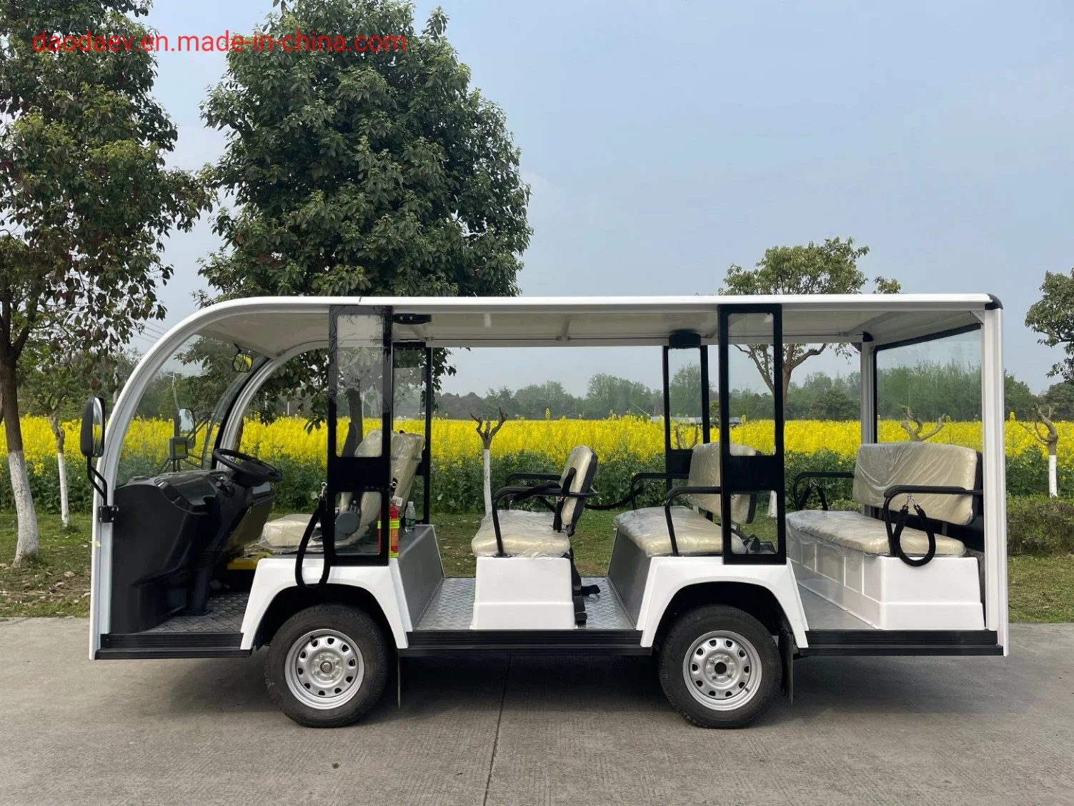 China Fábrica Alta Performance 72V 7.5kw Super Carga de Energia 11 Passageiros Bateria de Lítio Elétrico Ônibus de Turismo Aberto Fechado Carro de Turismo Minibus F11m-Qm12