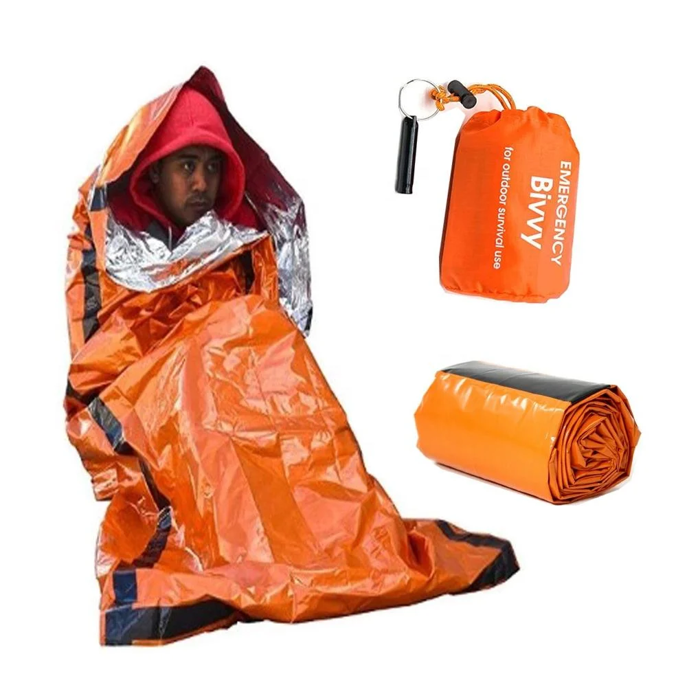 Use as Emergency Bivy Sack Shelter Kit Survival Sleeping Bag Mylar Thermal Bivvy Emergency Sleeping Bag