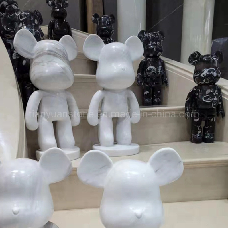 Marble Stone Bearbrick Statue Ornaments Bear Sculptures Stone Crafts