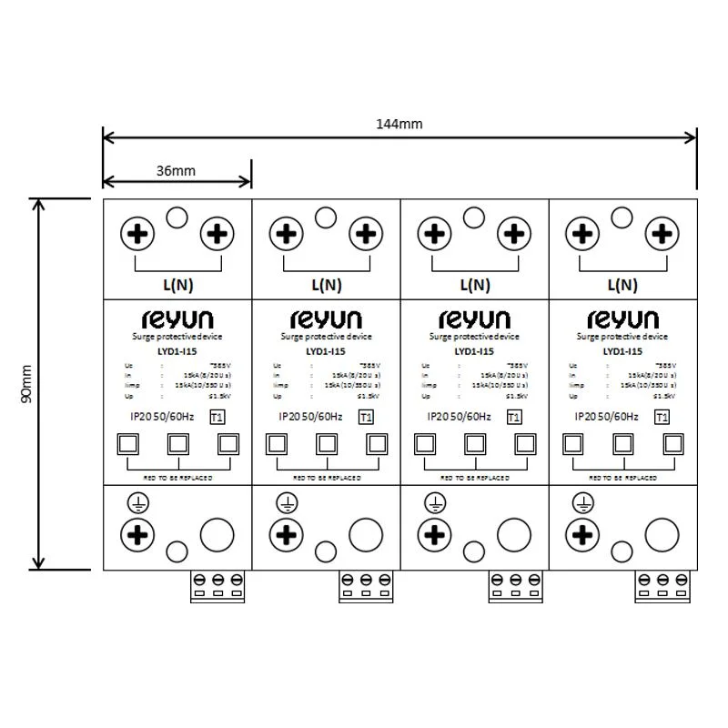 Reyun Lyd1-I15 T1 Protector de oscilação com Lightning Impulse 15ka