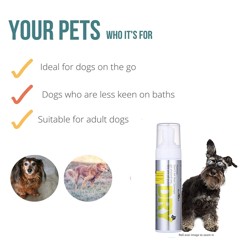 Private Label Natural Waterless Pet Dry Foam Shampoo Deodorizing No Rinse Cat Dog Shampoo