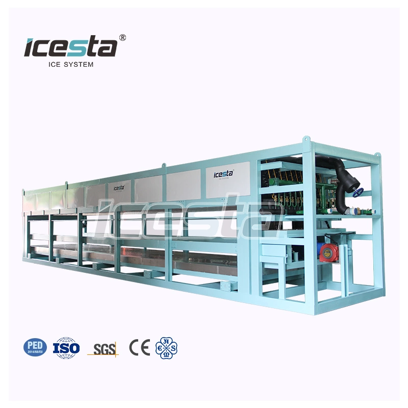 Machine à glace industrielle Icesta Brine Direct Cooling personnalisée de 20t, 25t, 30t, 40t, 50t et 100t.