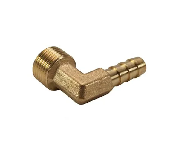 Brass Barb Hose Fitting 90 Degree Elbow 14mm to G3/8 Male Pipe Adapter Connector