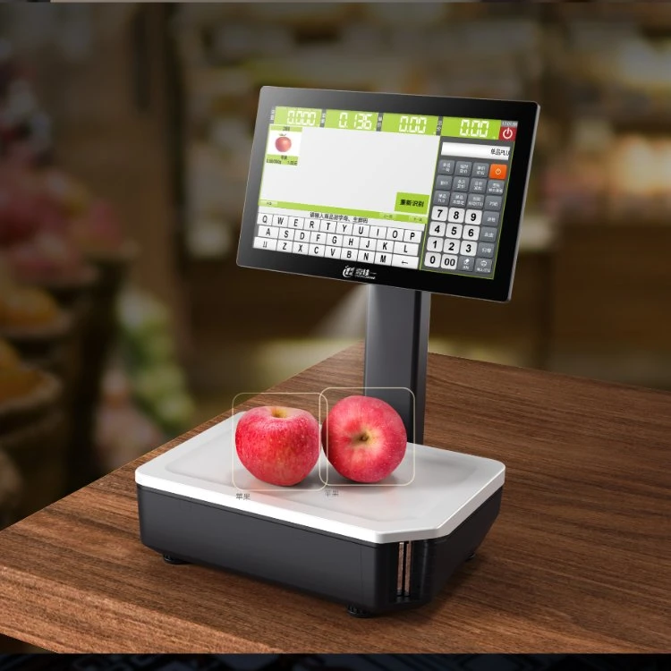 New Model Touch Screen POS Ai Camera Electronic Weighing Scale with 58mm Barcode Label Printer