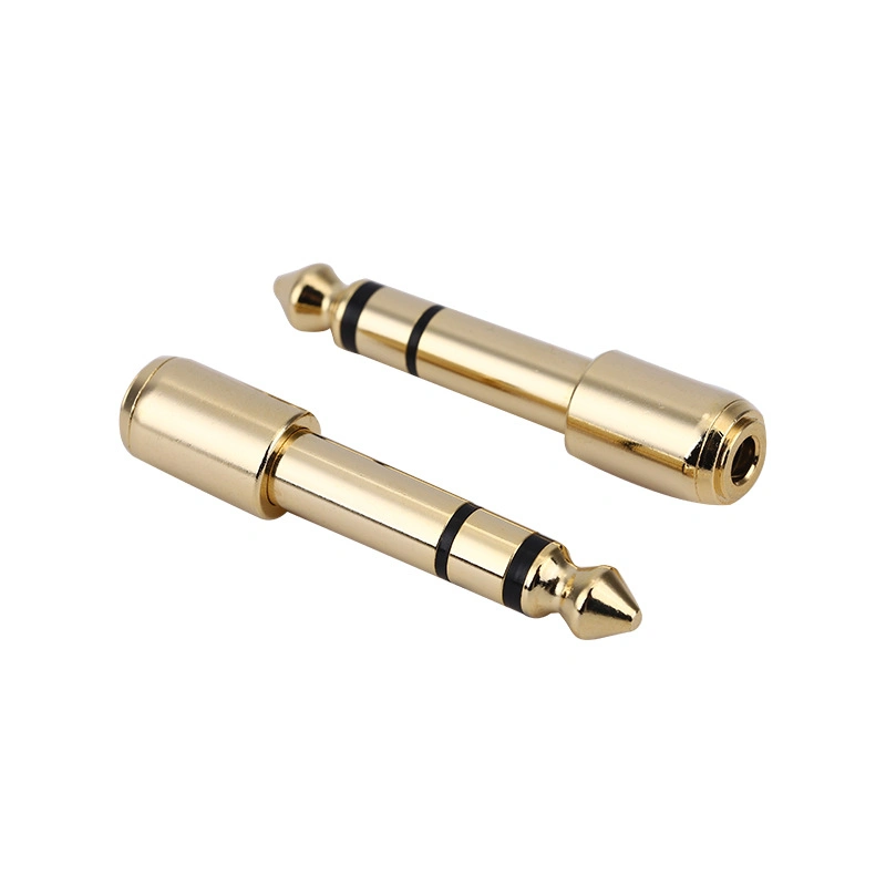 High Precision Manufacturing CNC Custom Machining 6.3mm to 3.5mm Brass Plug Audio Video Adapter Plug Audio Headphone Adapter Plug Accessories