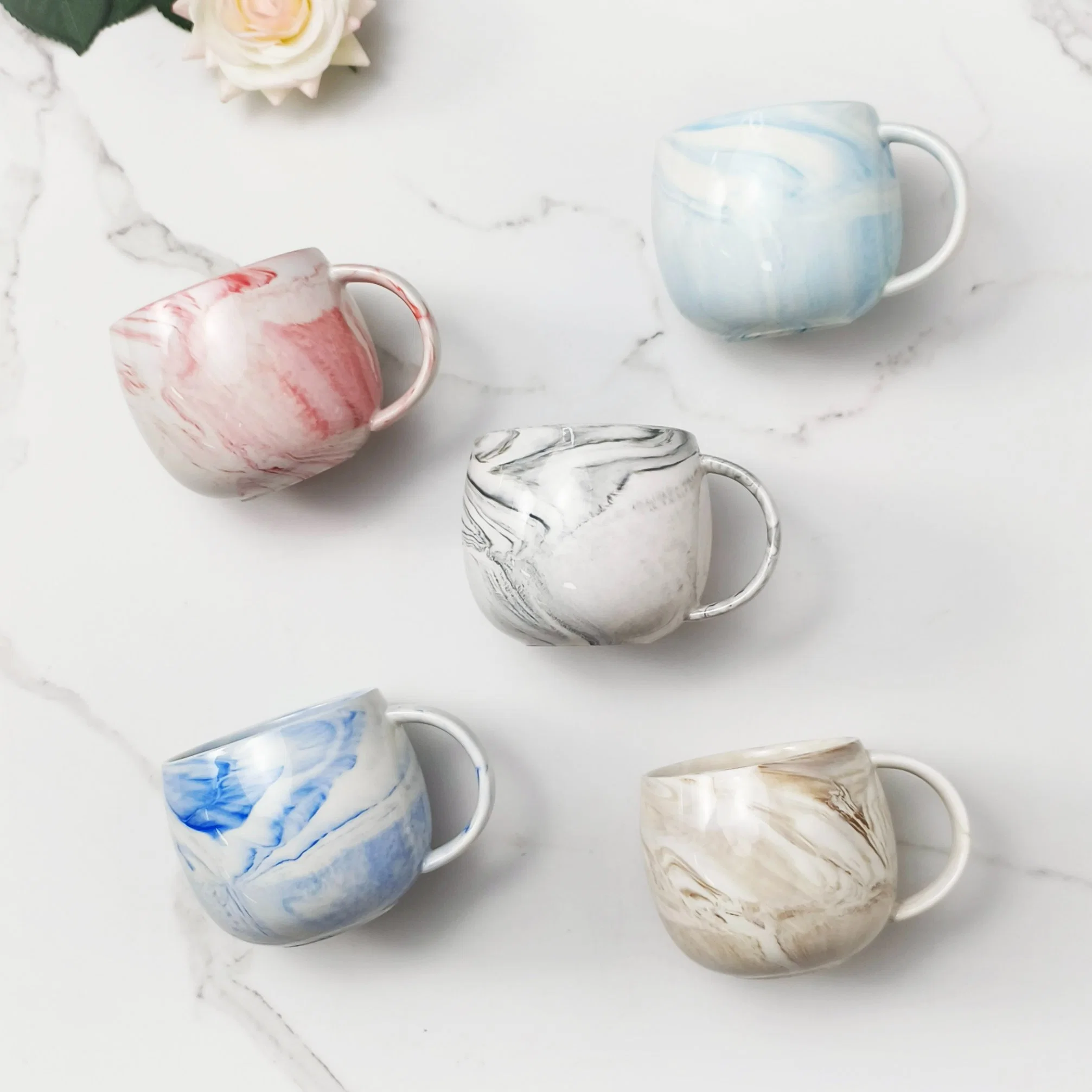 Fabricant Bulk New Design Marble Clay look Tea Cup Mug Set céramique bière lait porcelaine café de marbre de Chine