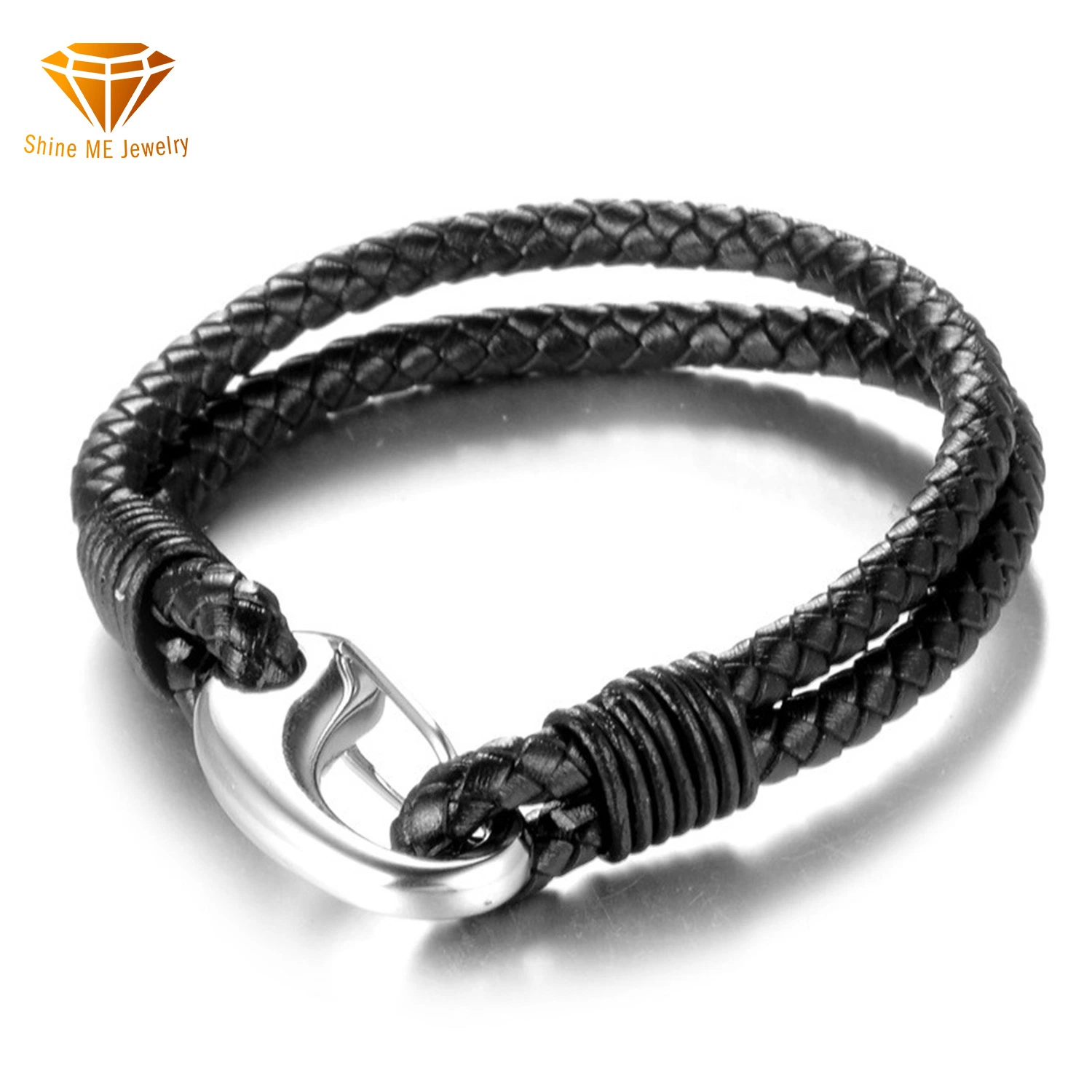 Titanium Steel Bracelets Hand Woven Leather Rope Bracelets Personalized Trendy Jewelry Wolesale Blfp91