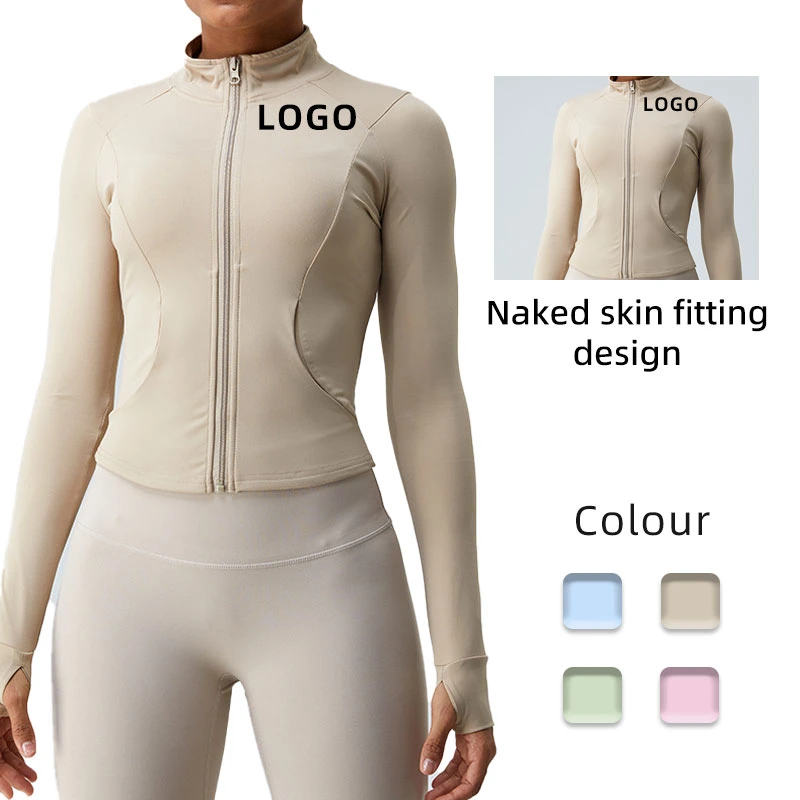 Autumn New Quick-Drying Long-Sleeved Yoga Jacket Women Nude Feeling Zipper Yoga Jacket Running Slim-Fit Fitness Wear