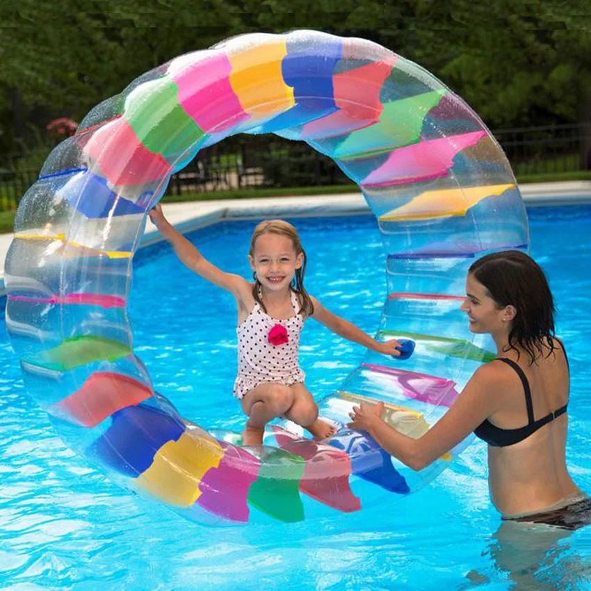 47 pouces coloré Inflatable eau randonnée roue roulant géant natation Jouet de jeu de piscine