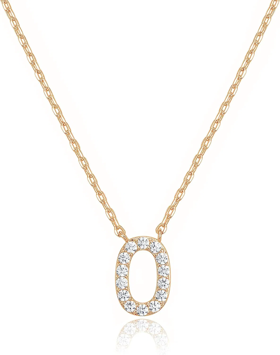 Letter Dainty 14K White Gold Plated Cubic Zirconia Initial Necklace