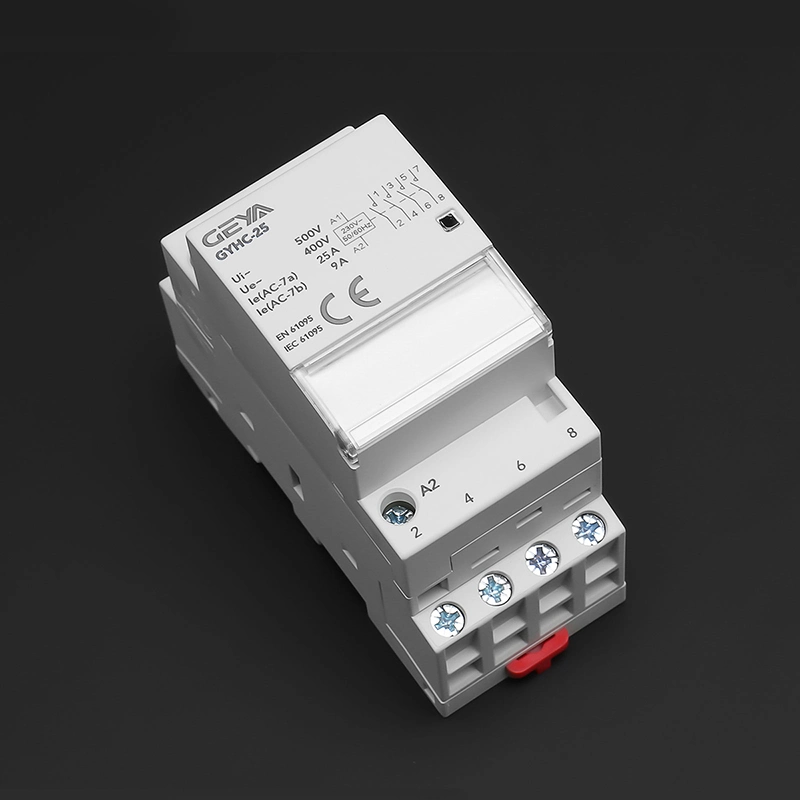 Contacteur domestique modulaire AC Smart Rail DIN Geya Gyhc 4p 4no 25A 220 V.