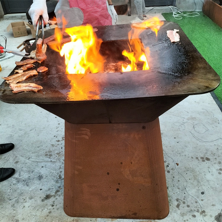 Parrilla a gas y carbón Corten Steel parrilla al aire libre fogata Camping Parrilla Comercial Parrilla Carbón