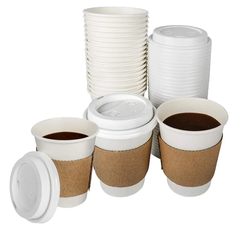 Tasse à café en plastique et papier de 8 oz imprimée en gros avec logo personnalisé, tasse biodégradable pour boire.