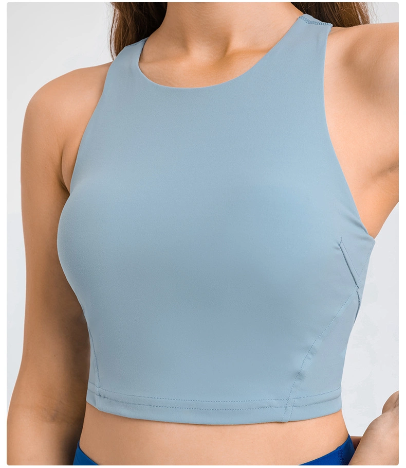 Lu-1 2022 Printemps et été nouvelle ronde de pull-up Tie électrode thoracique Yoga Vest nue High-Elastic serré de sport haut de remise en forme les femmes