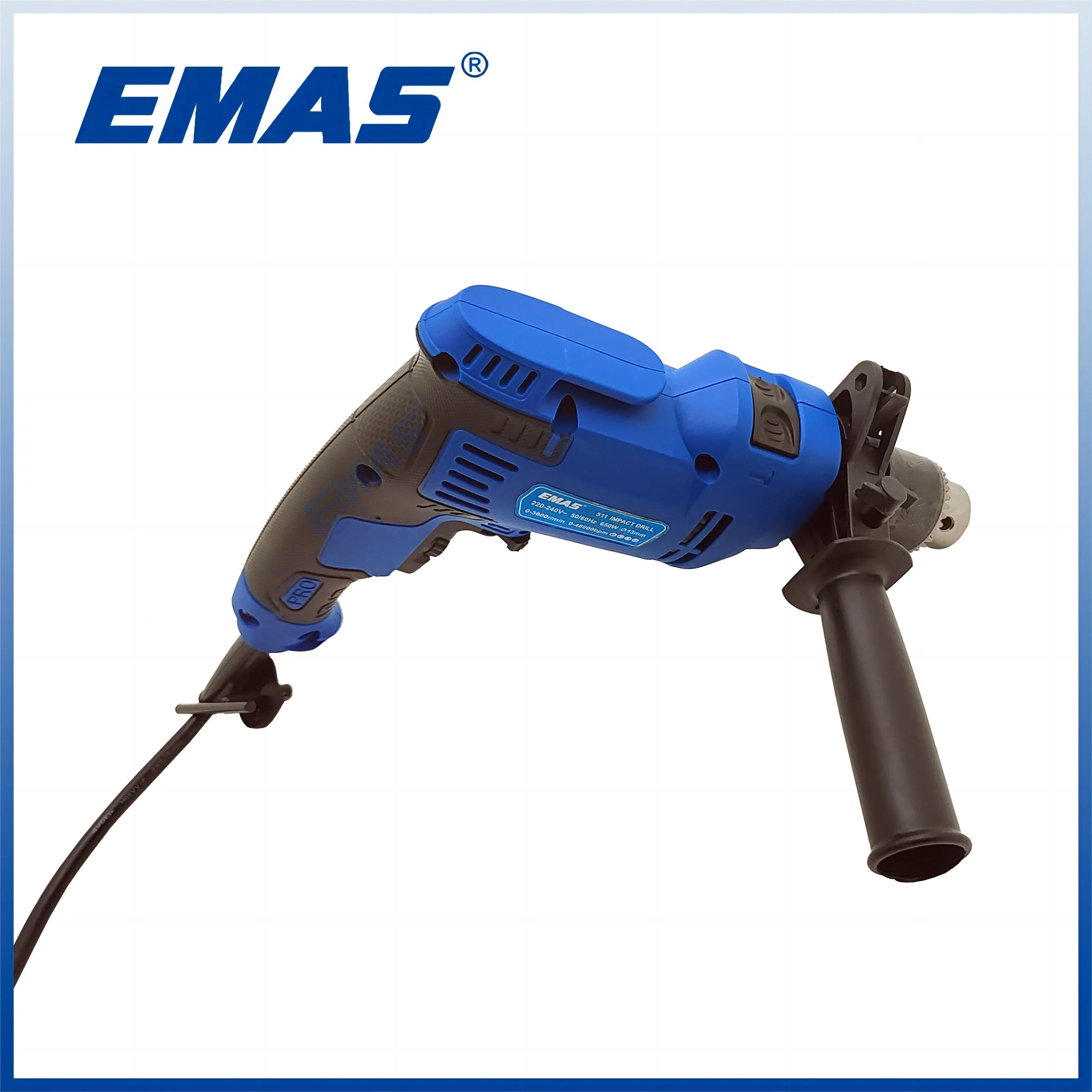 Emas Power Tools Perceuse électrique 220V 650W Perceuse à percussion 13mm