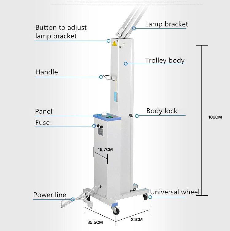 Hospital Disinfection Mobile Trolley with UV Sterilizer Lamp