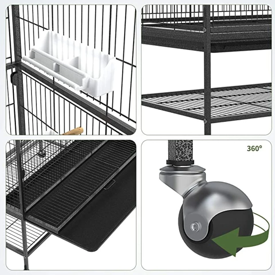 Chinese Wholesale/Suppliers Steel Wire Bird Breeding Cage with Skirt Wheels for Pet Bird Parrot Canary