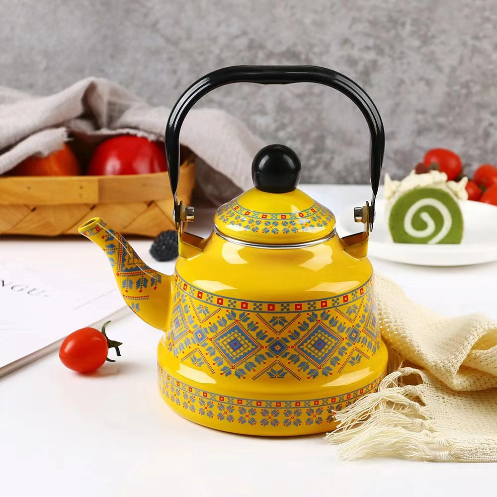 Enamel Teapot Custom Decal Printing Metal Steel Teapot Water Pot Butter Pot