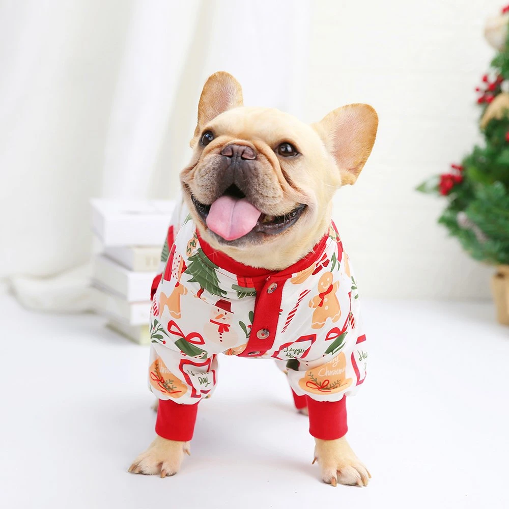 Weihnachten Hundekleidung Haustier Kleidung Baumwollmaterial Puppy Französisch Bulldog