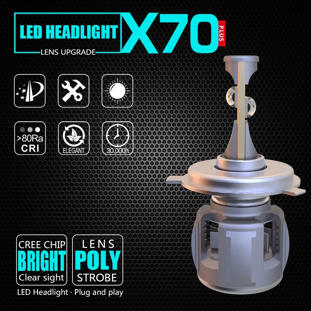 New X70 H4 Hb2 9003 12V 24V Auto Car LED Headlight Bulb Auto Light 60W 15600lm Motorcycle Accessories