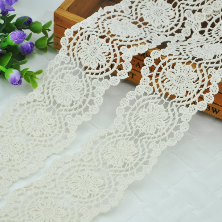 Customer Wholesale Fancy Delicate Polyester Cotton French Lace Trim Embroidery of Cloth Material