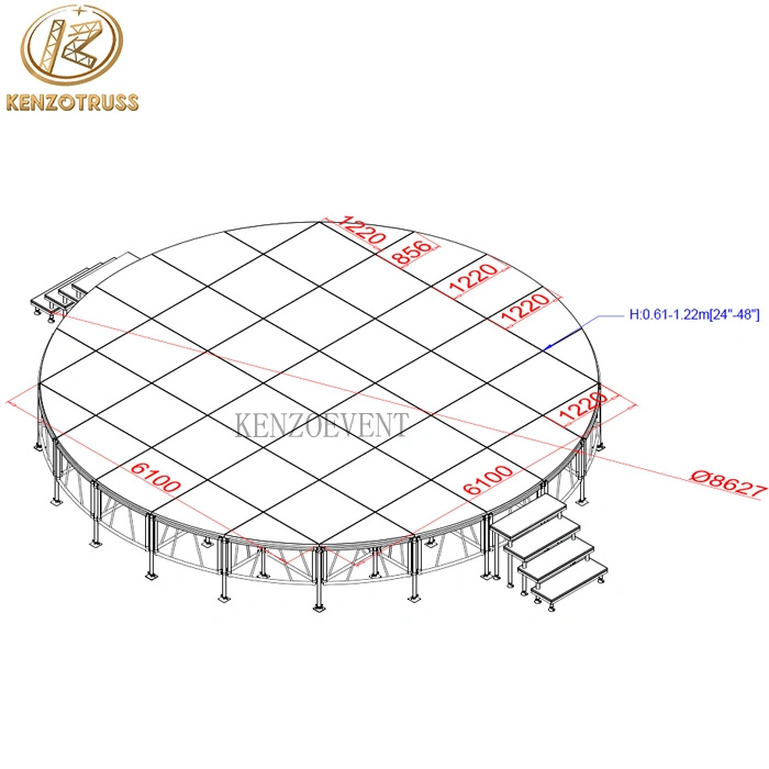 Etapa de la boda de aluminio de la etapa de la plataforma redonda Círculo etapa
