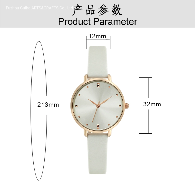 2021 Fashion Women Leather Stainless Steel Back Water Resistant Lady Ladies Quartz Wrist Watch