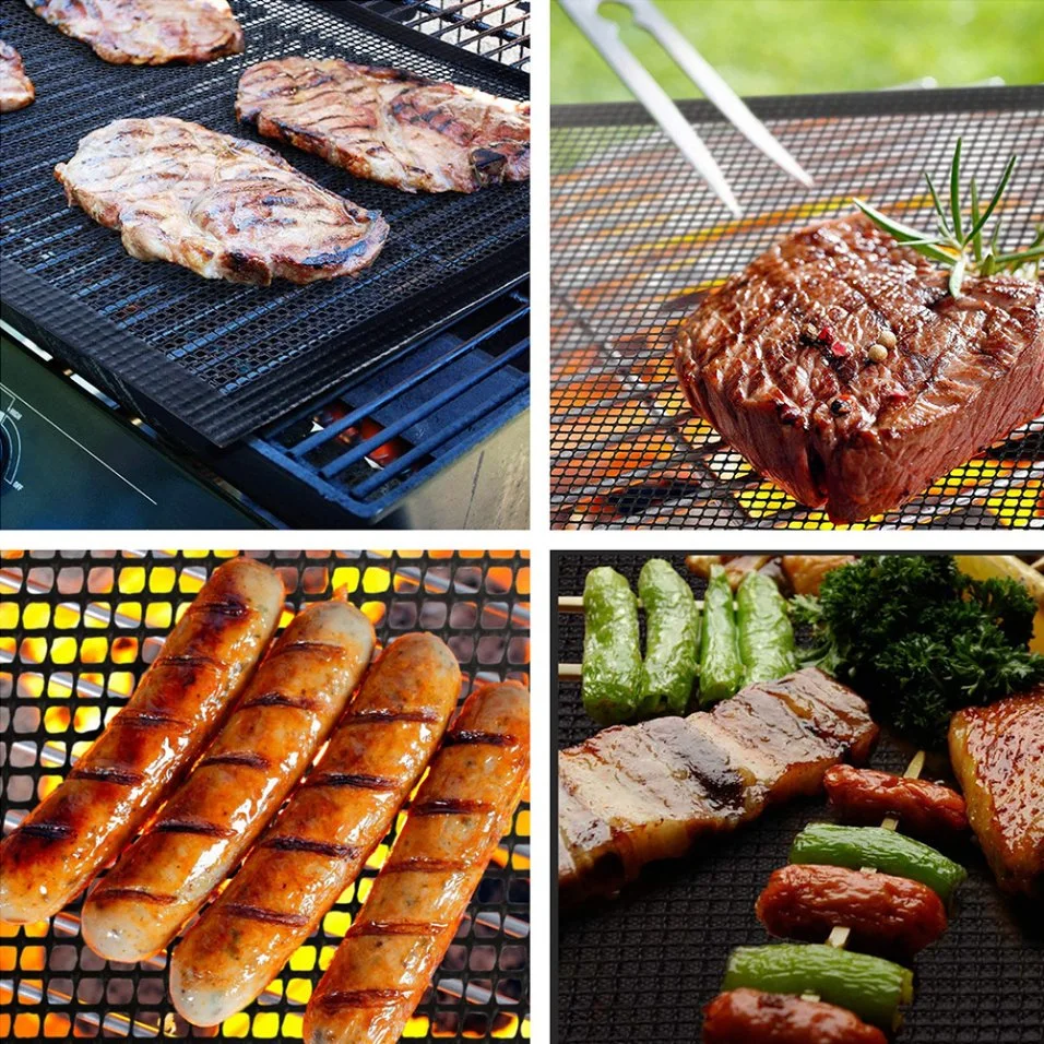 Lebensmittelecht hitzebeständiges PTFE-Fiberglas-Tuch BBQ Grill Mesh Matte mit Kante