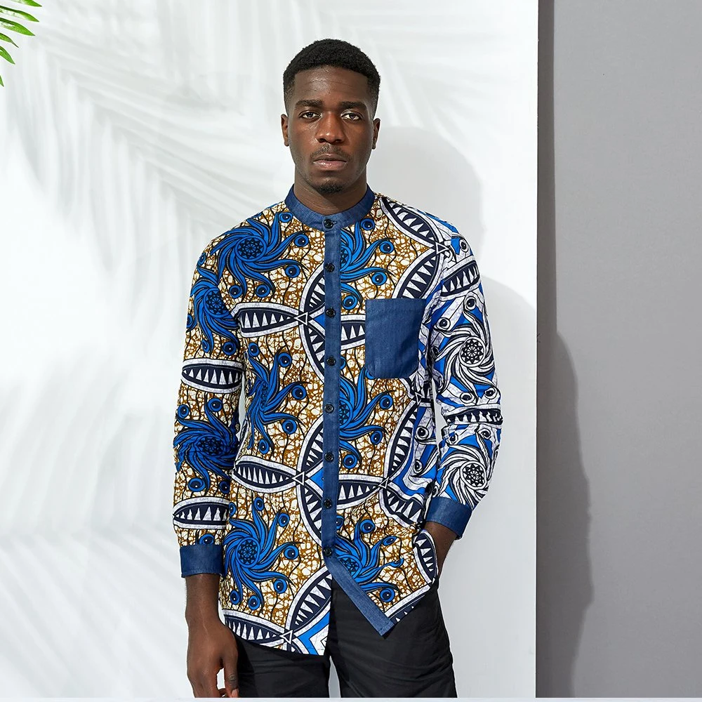 African Print Ethnic Style Men Long Sleeve Shirt Couple Wear