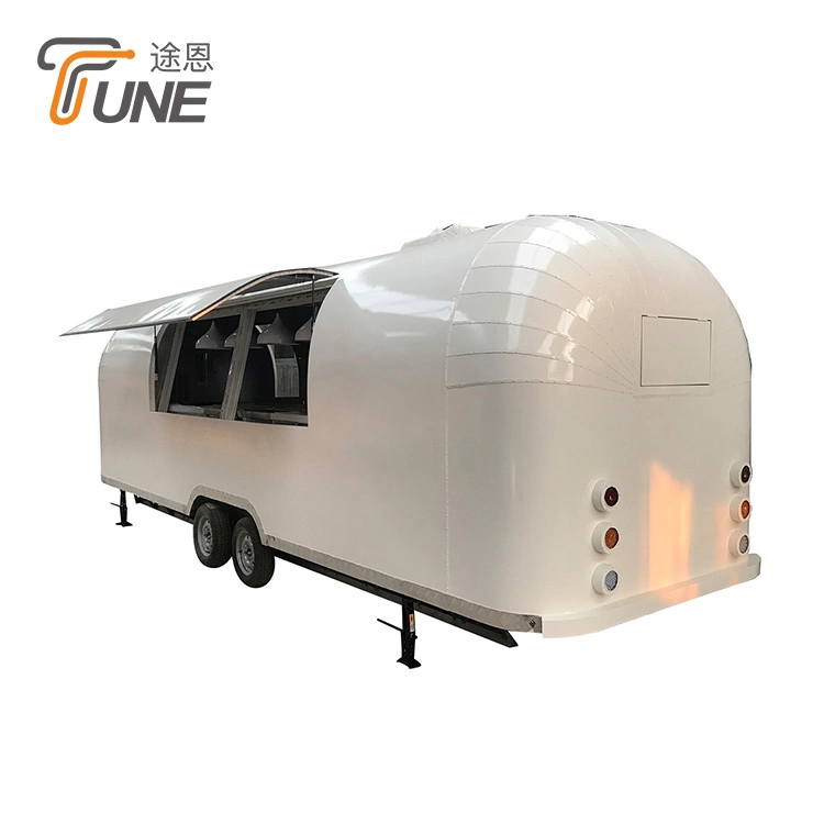 New Style Mobile Shiny/ Wiredrawing Stainless Steel Airstream Food Truck, Catering Airstream EU Standard Food Trailer