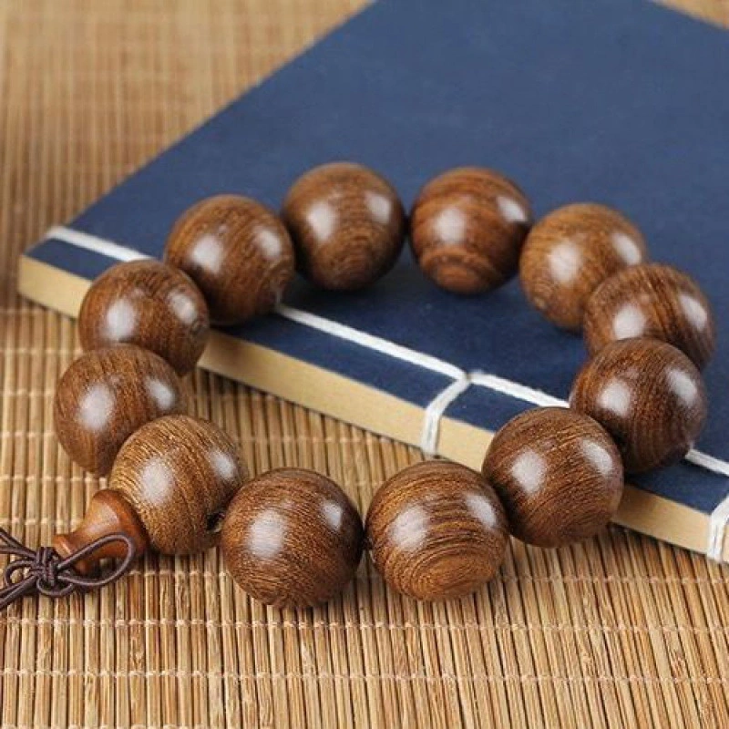 Venda por grosso de seda dourada Sandalwood Cordões Budista Rosário Bracelete Portátil Sandalwood