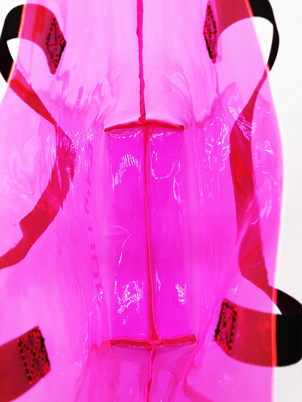 Clear Durable Hot Pink PVC Waterproof Grocery Shopping Bag