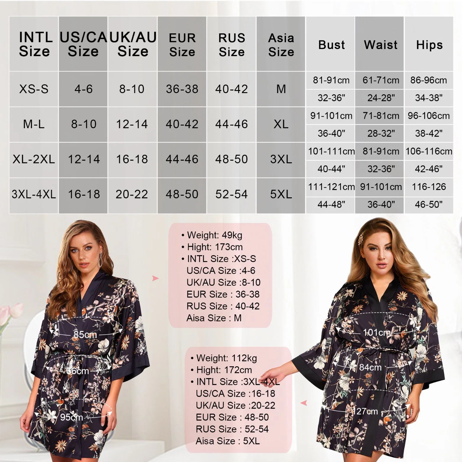 Hot Romantic Black Printing Silk Long Sleeves Luxury Sleepwear with Thong