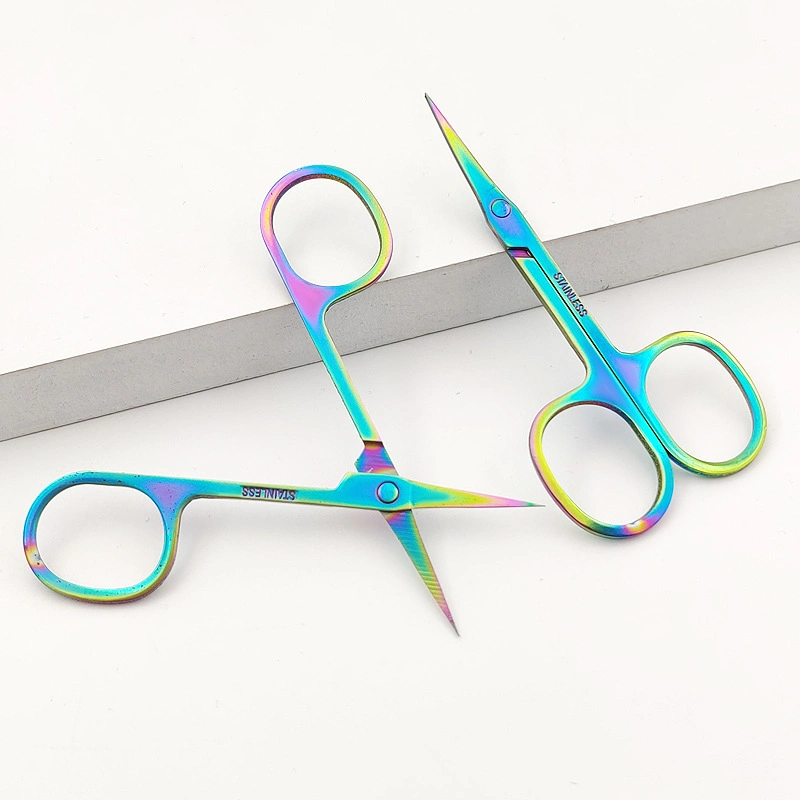 Factory Stainless Steel Colorful Eyelash Eyebrow Cosmetic Scissors