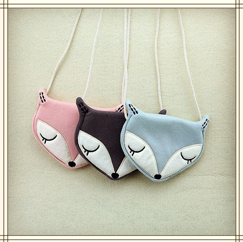 Cute Fox Shape Messenger Bag Lovely Children One Shoulder Bag Kids Coin Purse Baby Crossbody Bags Girls Dressing Accessories