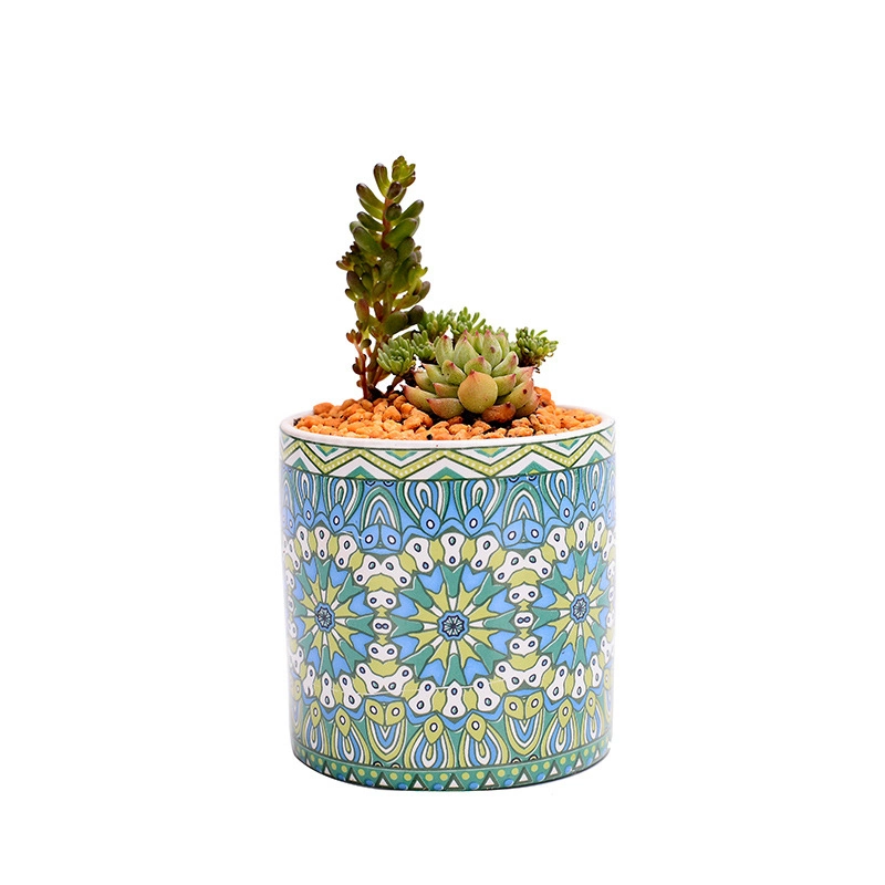 Ceramic Flower Pot Mandala Succulent Planter Garden Pots