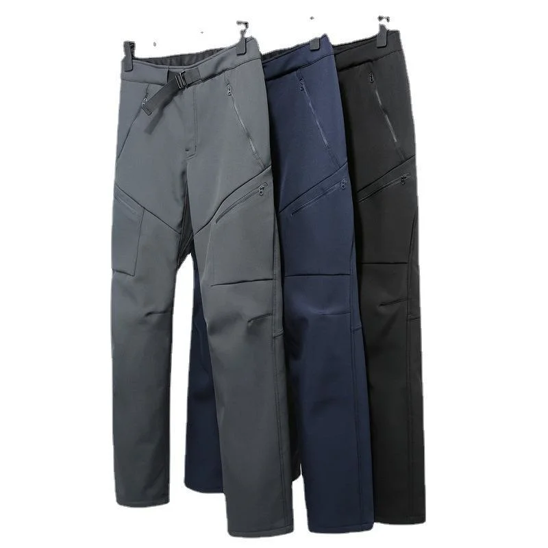 La carga de los pantalones impermeables al aire libre más gruesa de terciopelo Soft Shell Wear-Resistant caliente pantalones de escalada